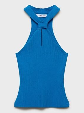 Mango Turquoise Ribbed High Neck